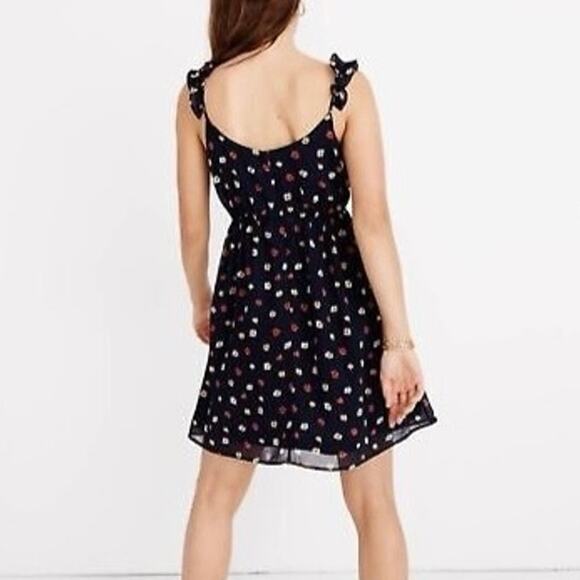 Madewell Ruffle Strap Mini Dress in Navy Confetti Floral Print Size 2 - Picture 2 of 8